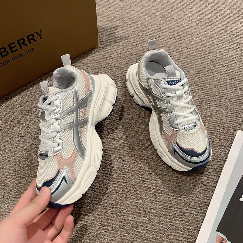 

Женские кроссовки на толстой подошве, модели весна, лето и осень 2025 года, универсальные, легкие и увеличивающие рост, для бега, жареная уличная сетка дышащая 40