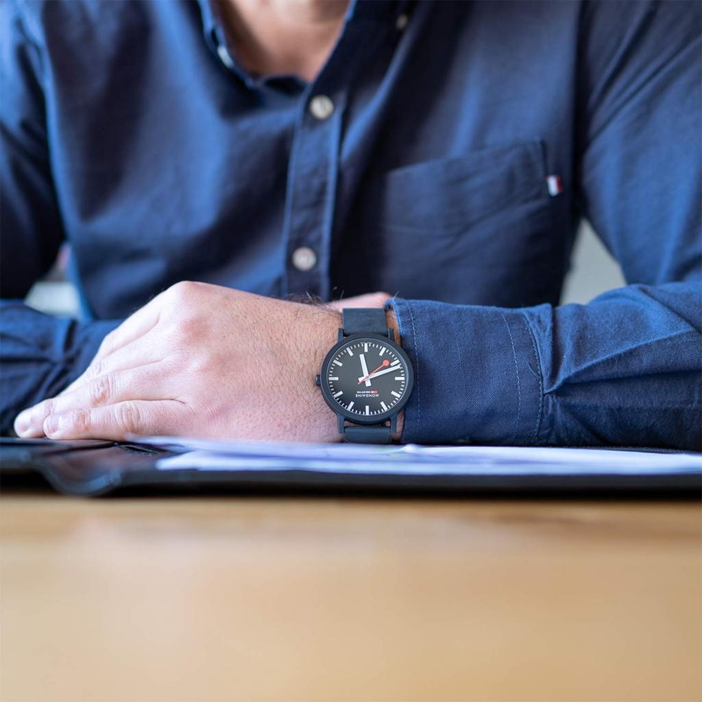 Mondaine Essence Watch Officially Black MS1.41120.RB, Imported,