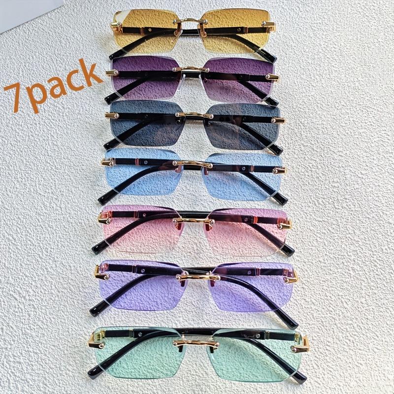 7 Piece Frameless Fashion Glasses Set With Simple Rectangular Lenses Fashion Glasses For Both Men And Women