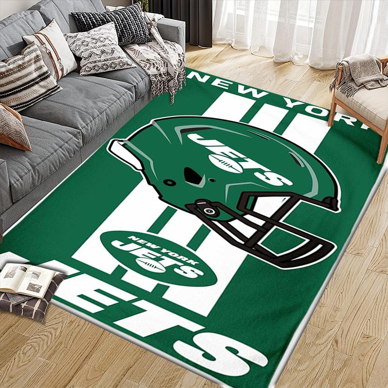 New York Jets Football Pattern Soft Area Rug Non Slip Indoor Floor Carpet Sports Decor Mat for Bedroom
