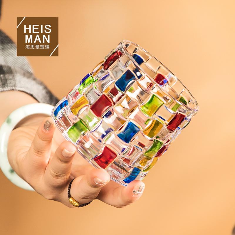 Creative Rotating Whiskey Glasses, Hand-Painted Rotating Rotating Rotating Glasses, with Wooden Tray, Decompression Glasses