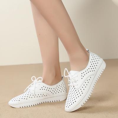Summer Sneaker Women Platform Shoes Female Genuine Leather Walking Flat Sandals For Women Breathable Comfort Vacation Shoes