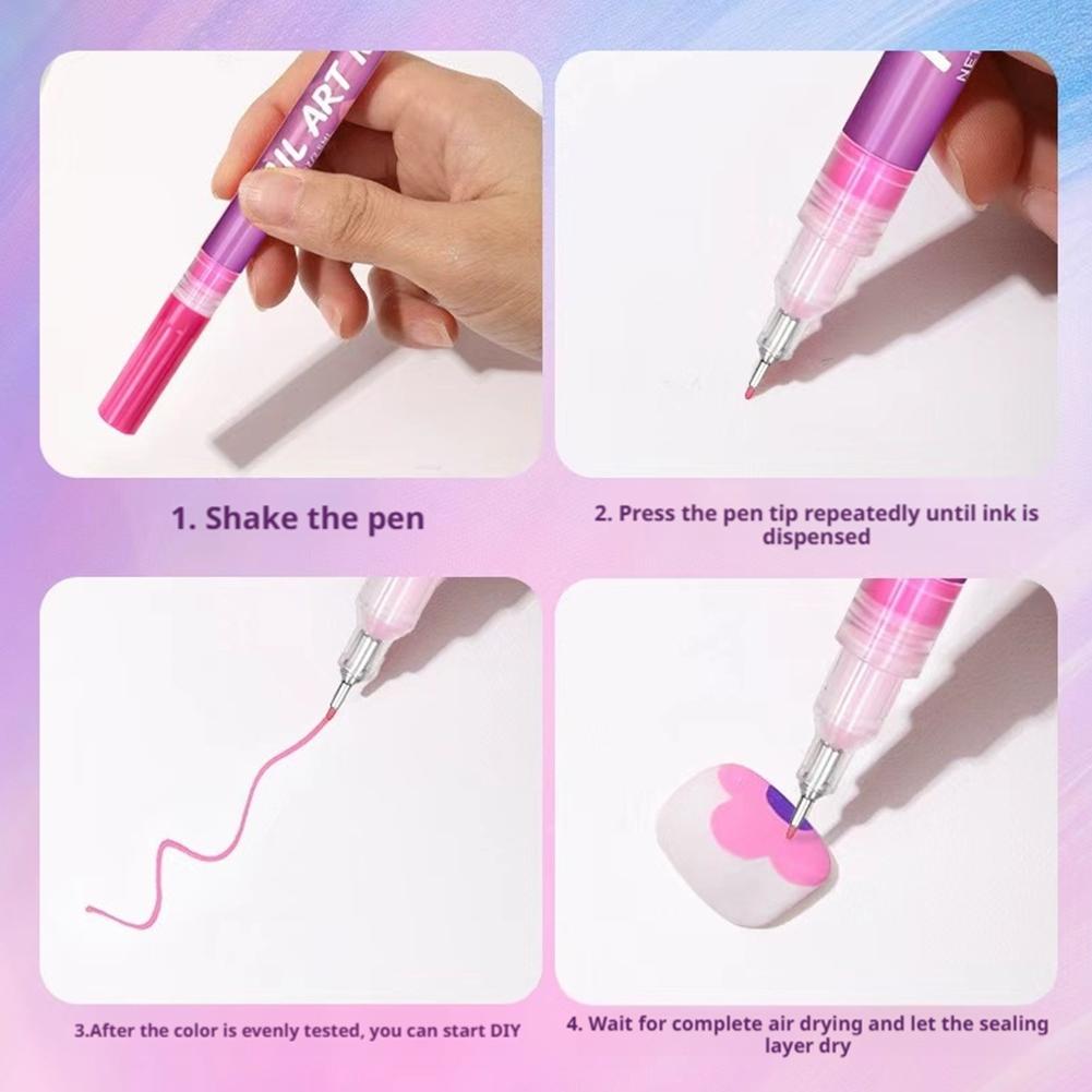 Manicure Painting Pen 12 Color Super Fine Nail Art Liner Dotting Brush Nail Art Accessories Drawing DIY Painting Drawing Tools