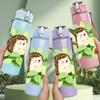 1PC Hedgehog Green Leaf Plant Print 750ml Color Plastic Sports Water Bottle Leakproof Flip Straw Lid Suitable for Sports Office Home Use