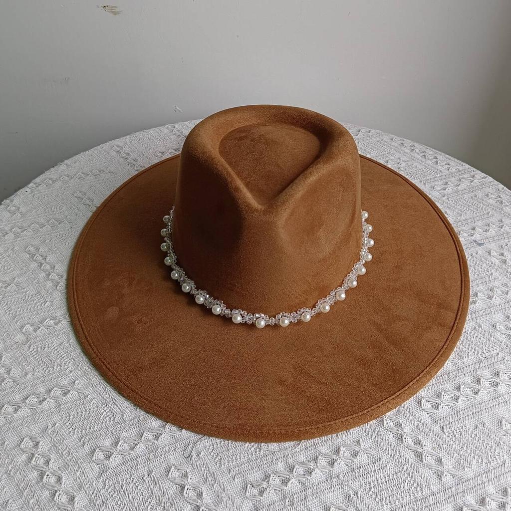Fedora Suede Wide Brim Hat Unisex Western Wide Brim Rancher Hat Pure Suede Jazz Hat Horse Riding Party Gift Hat Wide Brim Hat