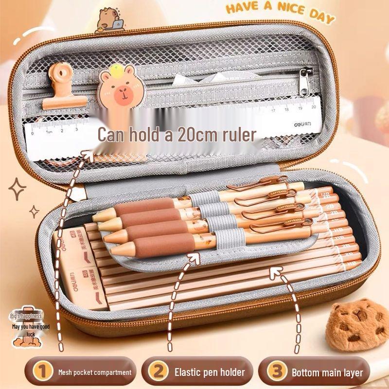 Capybara 3D Cartoon Pencil Case: Waterproof, Three-Layer Design for Primary School Students