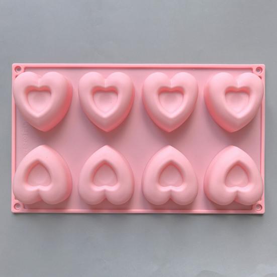 Heart Shape Silicone Mold 8-Cavity Chocolate Cake Soap Candles Mold Flexible Easy Release Baking Mold Kitchen Home Bakery Restaurant Cooking Tools