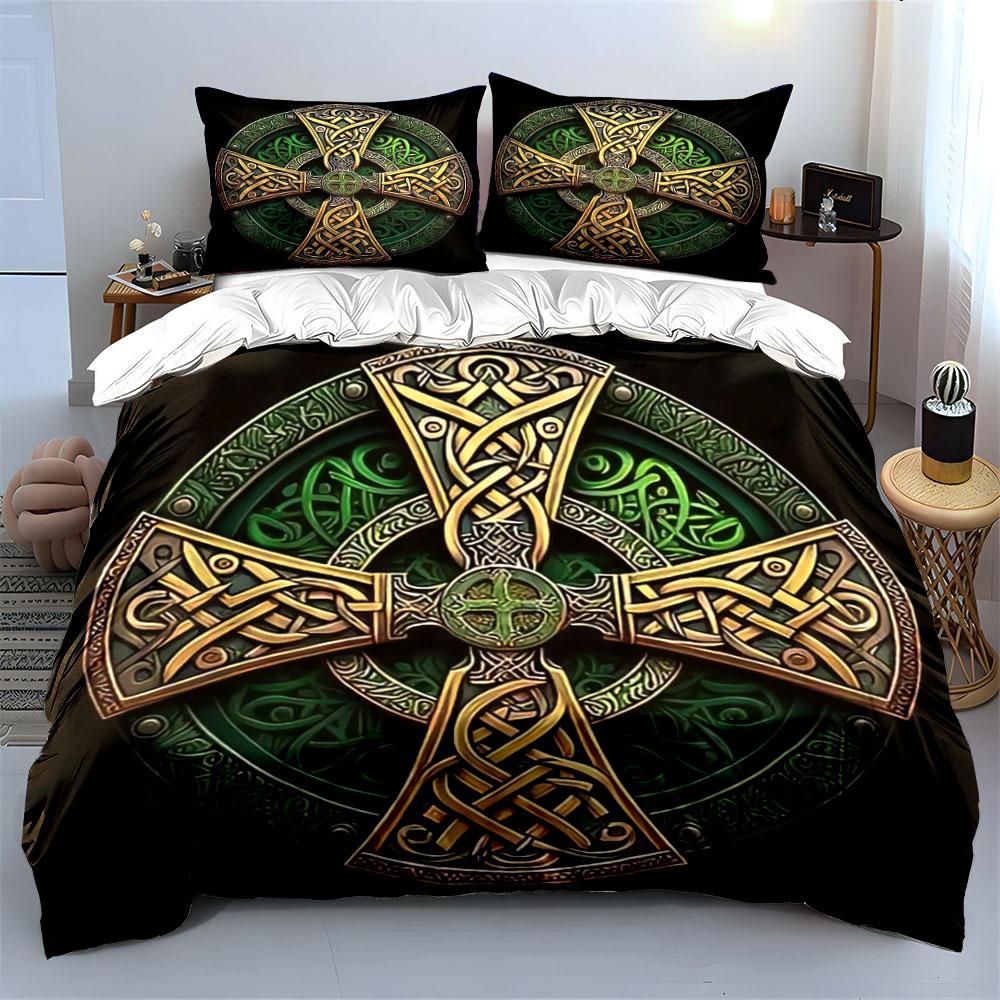 "Elegant Celtic Cross Decor Set" Bedding Set with 1 Duvet Cover 2 Pillowcases Single Double King Queen, Gift