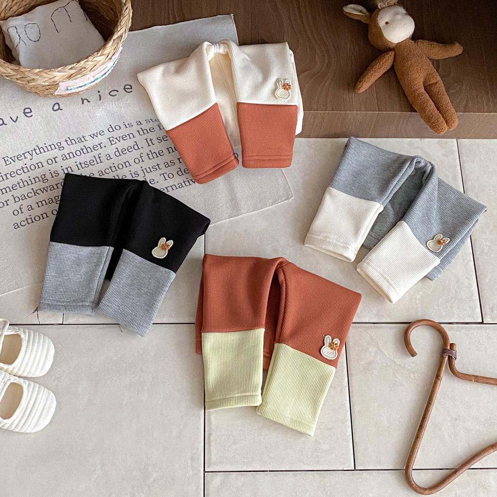 Girls' Cartoon Rabbit Patchwork Leggings - Autumn/Winter Infant Pants