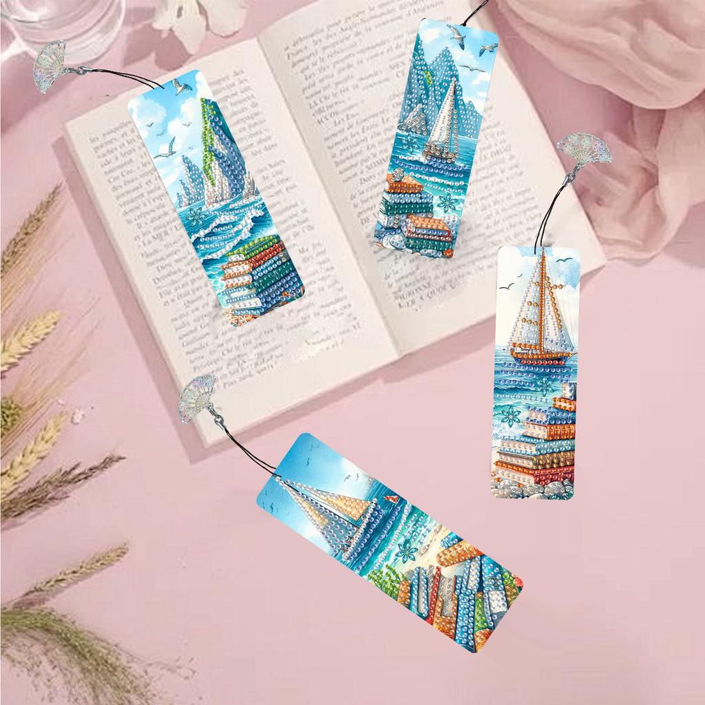 12Pcs Animal Landscape Patterns DIY Diamond Art Bookmark Diamond Art Painting Bookmark Gift for Book Lovers Mosaic Art Supplies