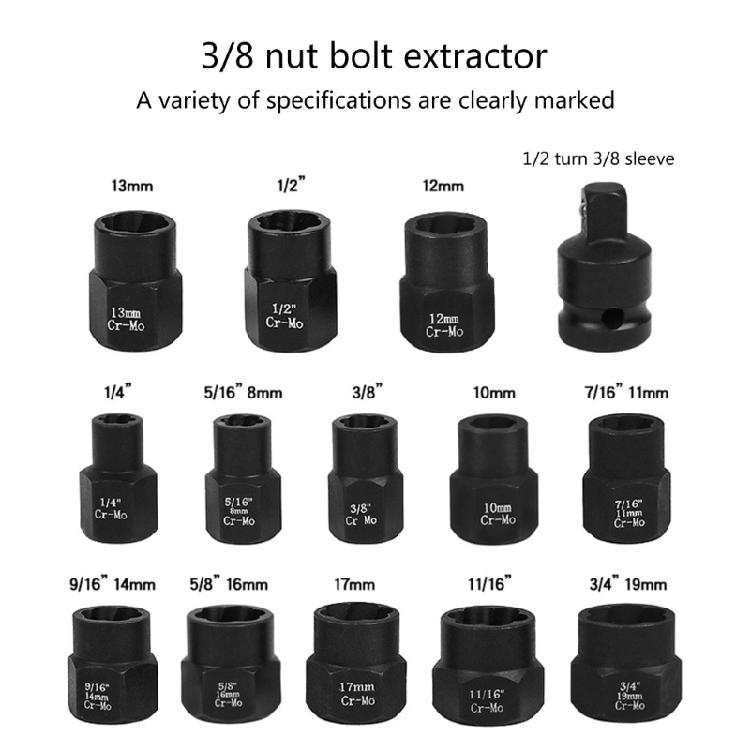 28Pcs Impact Damaged Bolt Remover Nut Screw Extractor Socket Removal Tool Kit
