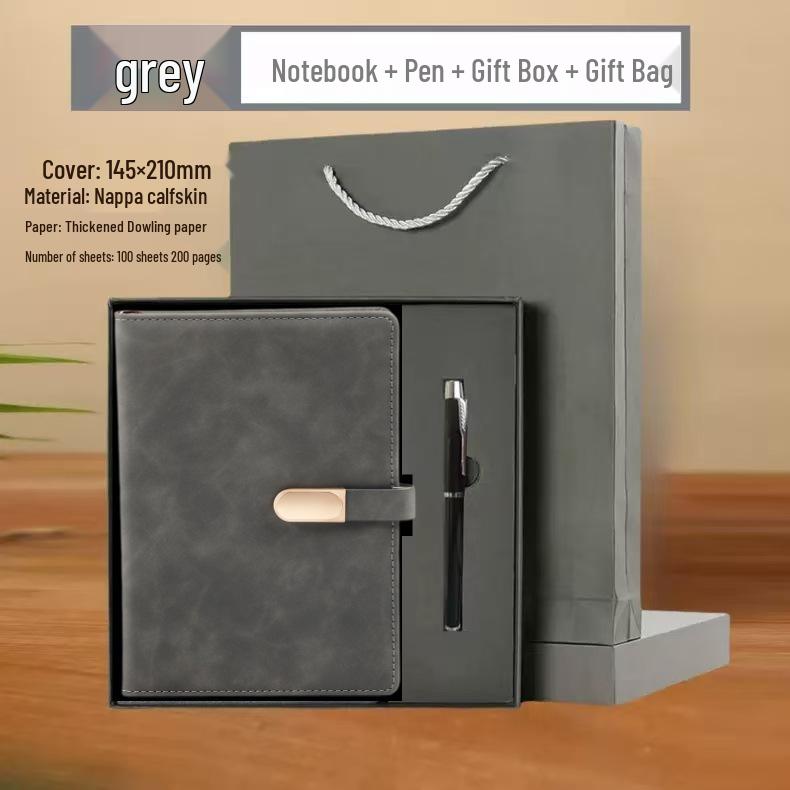 Business Notebook with Metal Buckle - Customizable Logo, Premium Conference Notepad Set