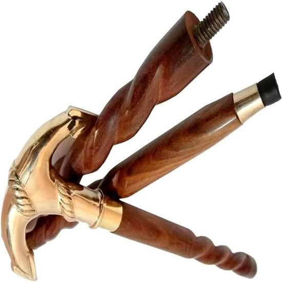 Antiker Stil Viktorianisch Vintage Designer Messinggriff Gehstock Holzspazierstock