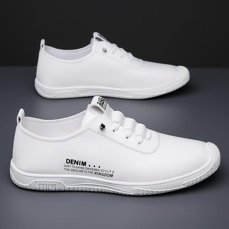 Herrenlederschuhe, atmungsaktive koreanische Version Freizeitschuhe mit weichen Sohlen und weichen Oberflächen, vielseitige rutschfeste weiße Schuhe