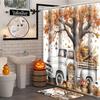Harvest Thanksgiving Maples Pumpkin Pattern Bathroom Shower Curtain With 12 Hooks Bathroom Decor And Accessories