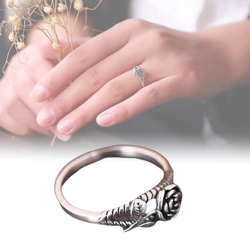 Chic Retro Gold And Silver Rose Rings Exquisite Floral Design For Women Alloy Material