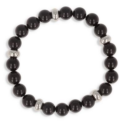 [R0683] - Schwarzes Stahlarmband „Minéralia“ (Achat) - 8 mm