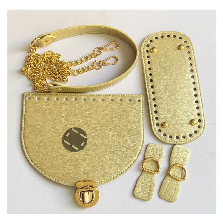 Leather Bag Making Kits DIY Leather Bag Knitting Set Shoulder Strap Top Zipper Lock for Crochet Handbag Shoulder Bags