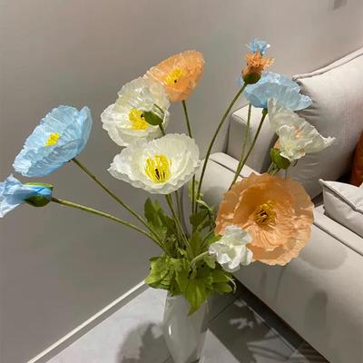 105CM Große Mohnblumen Künstliche Blumen Yu Beauty Kunstblume für Hochzeitsfeier Bouquet Deko Zuhause Zimmer Vase Blumenzubehör