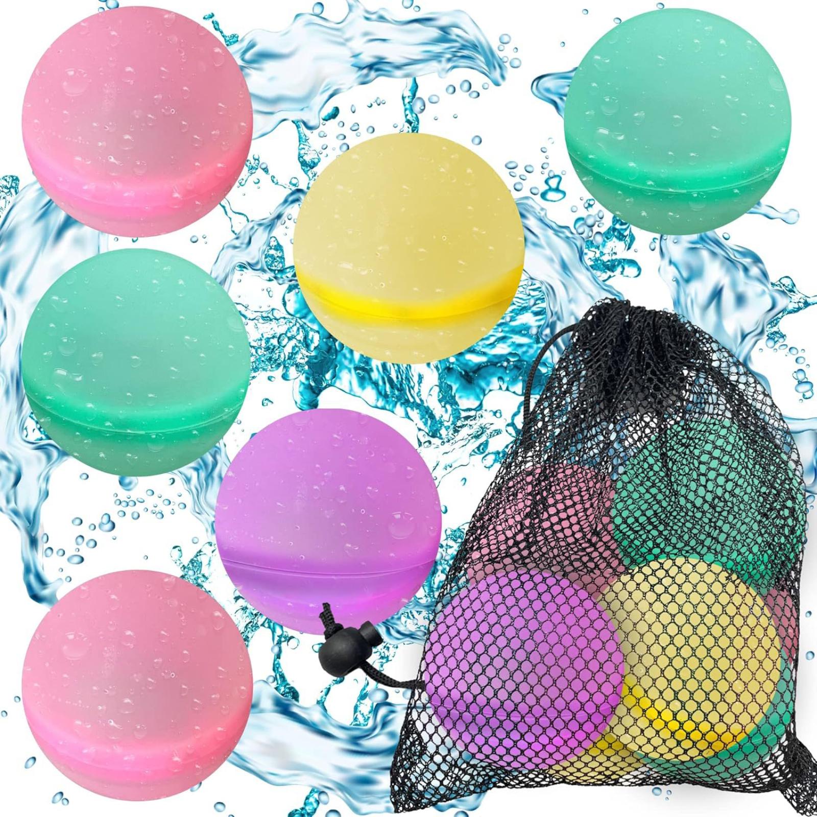 

Silicone Water Balls for Pool Water Fight Reusable Magnetic Quick Fill Water Bombs with Secure Snap Lock and Magnetic Attraction for Outdoor Fun One Size