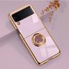 Applicable to Samsung Z flip1 mobile phone case electroplated magnetic ring soft case bracket flip1/1/1 anti-drop protective case
