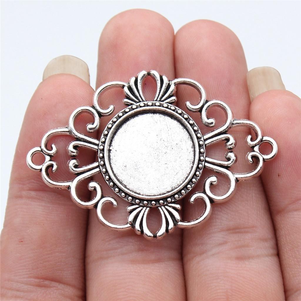 Accessories Parts Fit Round 18Mm Glass Cabochon Base Setting Tray Vintage Jewelry Supplies QA018