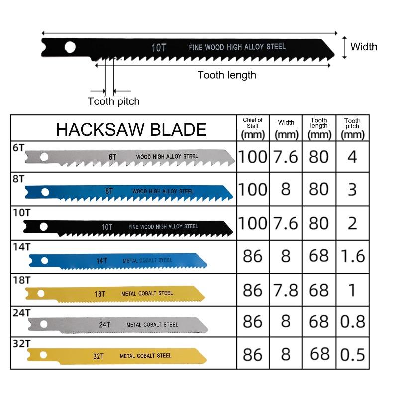35/7PCS Jig Saw Blade Set Carbon Steel Assorted Saw Blades with U-shank Sharp Fast Cut Down Jigsaw Blade Woodworking Curve Saw