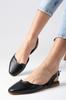 Dámské ploché boty Mayra černé barvy s otevřenou patou a plochou špičkou, baleríny