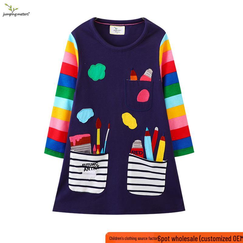 Autumn & Winter Long-Sleeved Dress for Girls Aged 1-7 – Stylish European & American Design
