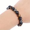 Trendy Tiger Eye Black Onyx Beaded Natural Stone Stretch Elastic Unisex Bracelet