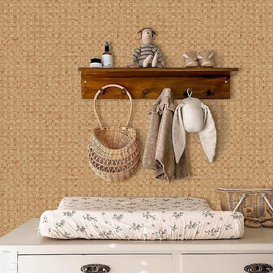 In Stock: Moisture-Proof Bamboo Woven Self-Adhesive Wallpaper for Tea Rooms and Calligraphy Studios