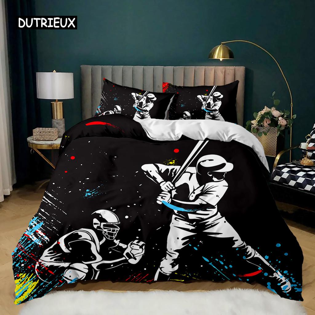 Baseball Bettbezug Set Sportthema Jungen Kinder Bettwäsche Set 3D Baseball Bettzeug Doppel Queen King Size Polyester Steppdecke