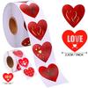 500pcs 1inch Red Love Shaped Stickers Roller Mother's Day Valentine's Day Sticker with Glittering Patterns Gift Decoration Label