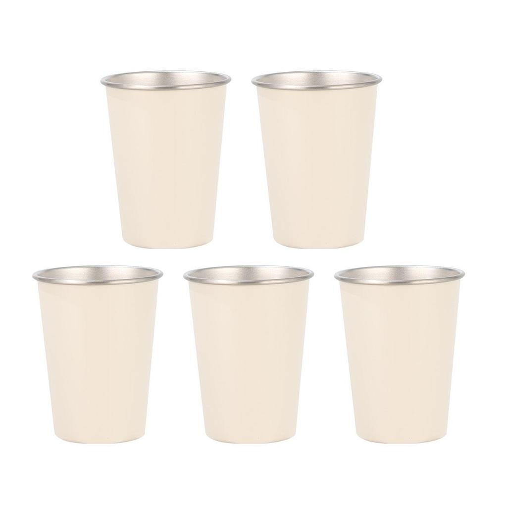 Stainless Steel Cups 350ml (5 Pack) Children Adult Stainless Steel Coffee Cups Stackable Durable Metal Drinking Glasses for Home Party Camping Outdoor
