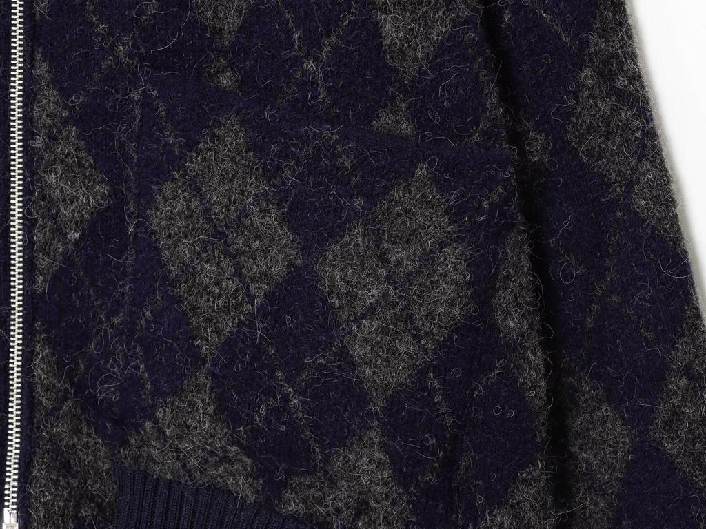 European and American Women's Diamond Pattern Knit Pilot Jacket Coat