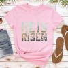 He Is Risen Matthew Easter T Shirt for Women Christian Religious Graphic Tees Casual Short Sleeve Faith Based Holiday Tops