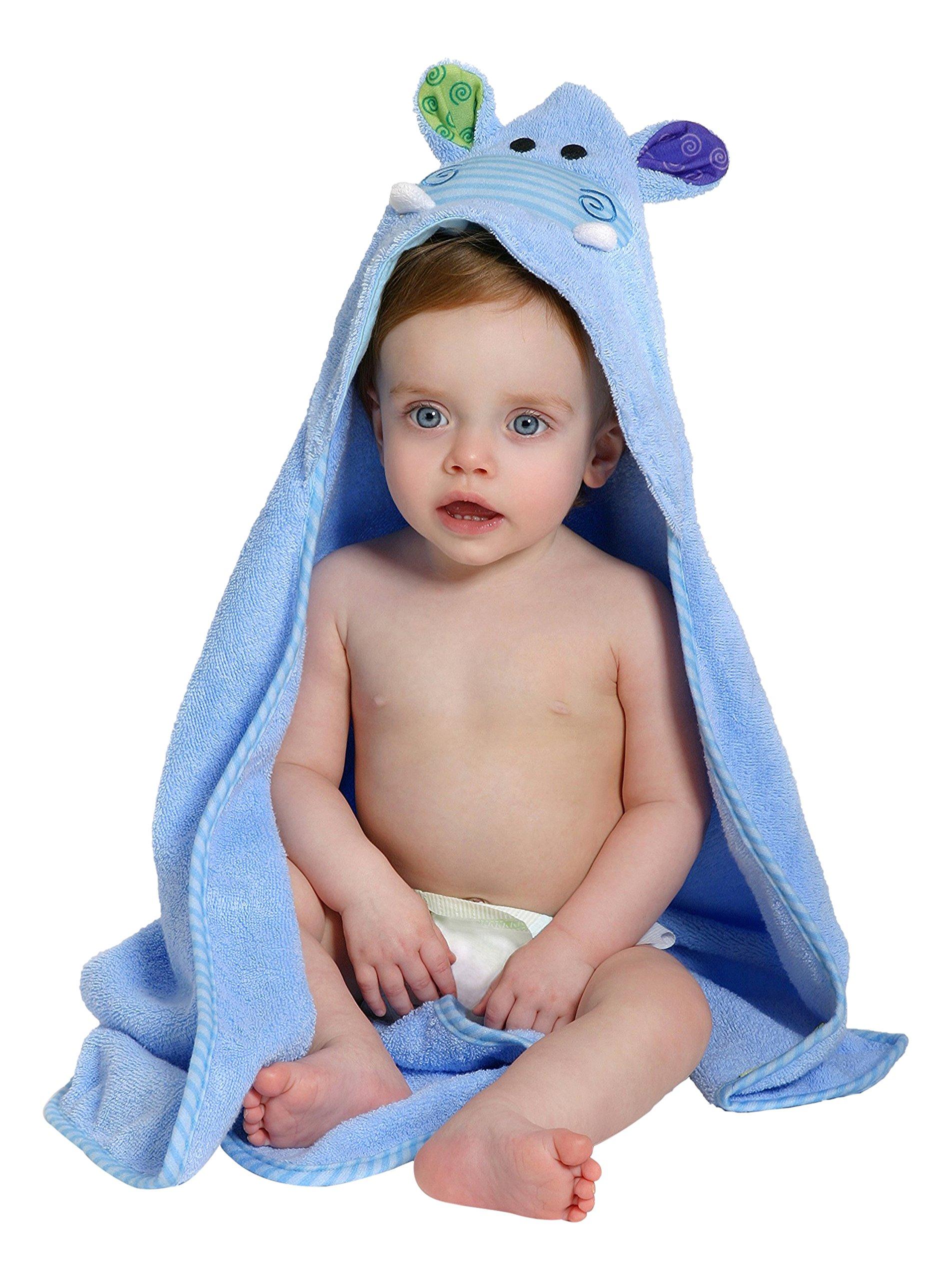 

ZOOCCHINI 3D Hooded Towel Cotton Bath Towel Henry the Hippo 100%