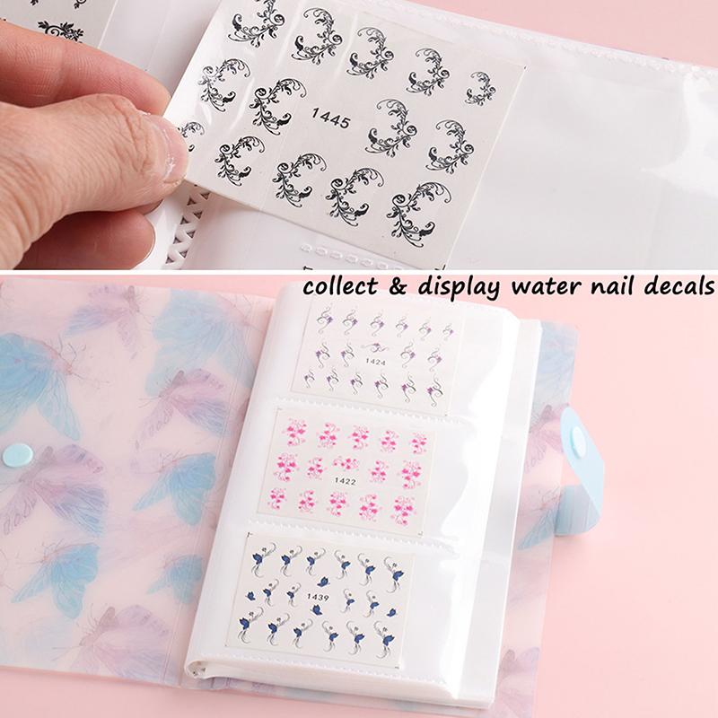 120/240 Slots Nail Sticker Storage Book Clear/Butterfly/Flowers/Leaves Cover Nail Decal Storage Album For Small Sticker