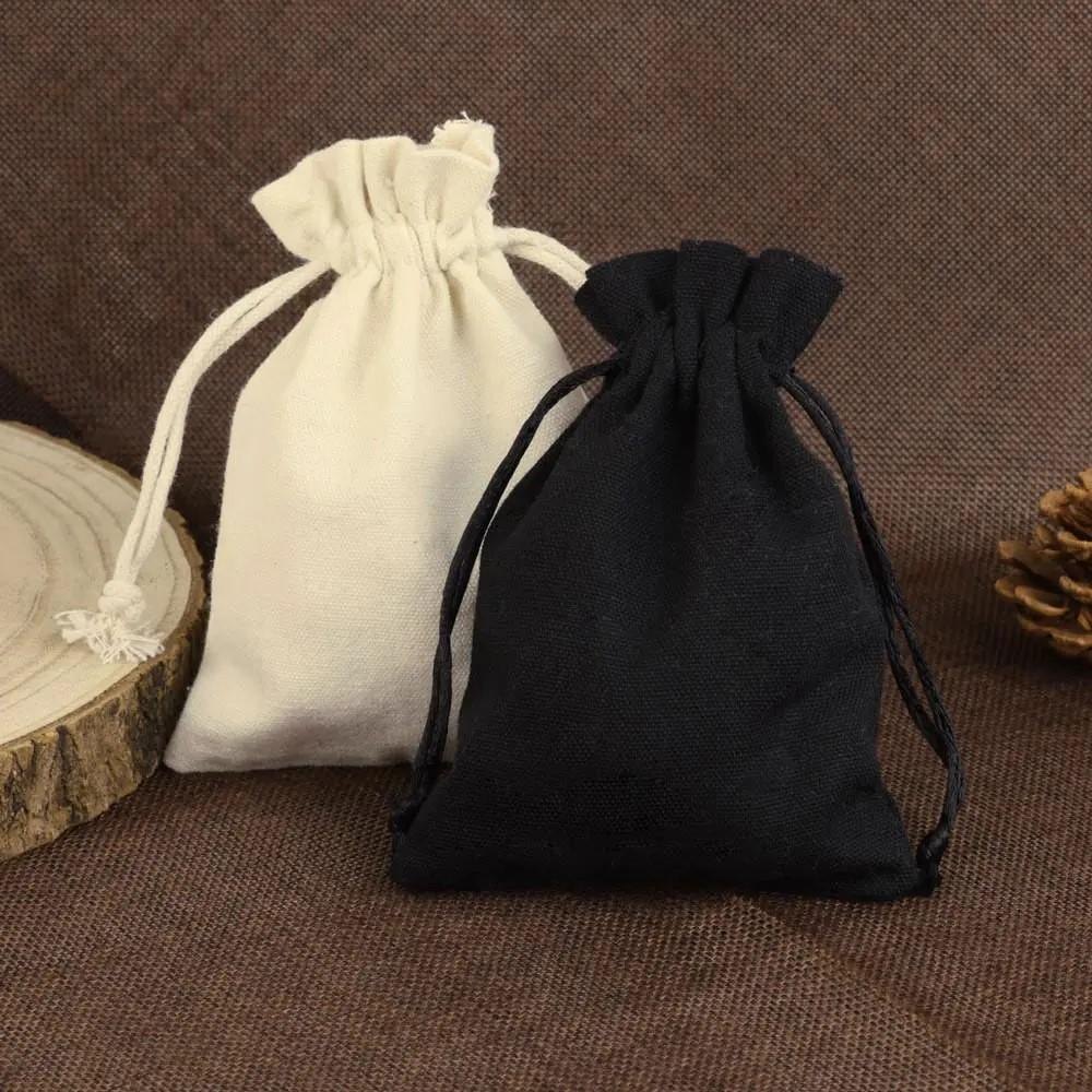 5/10/20 Stück/Los Schwarze Canvas Aufbewahrungsbeutel mit Kordelzug - 15x20cm Verschiedene Größen Baumwollbeutel für Hochzeitsbonbons Partygeschenke Verpackung