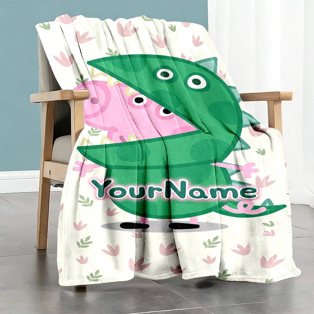 Peppa Pig Customize Text Blanket Cozy Customizable Blanket Soft Warm Cozy for Bed Sofa Couch Office Four Seasons Universal