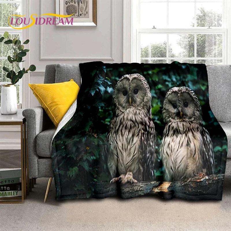 3D Cartoon Cute Owl Series HD Blanket,Soft Throw Blanket for Home Bedroom Bed Sofa Picnic Travel Office Rest Cover Blanket Kids