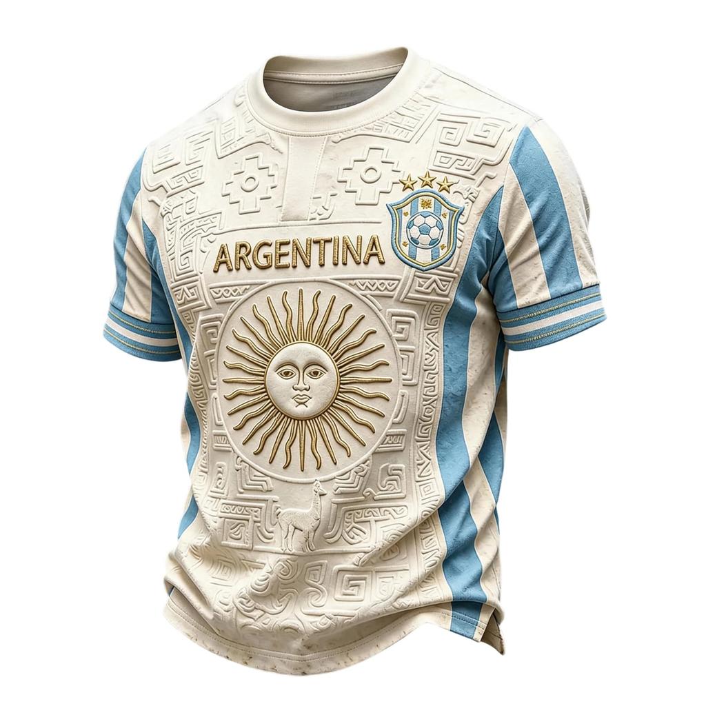 Men's Neck Short Sleeve Soccer Fan T-Shirt for Day