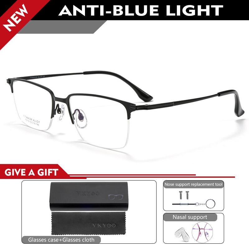 

VICKY Pure Titanium Half Frame Business Eyeglasses Frames Anti-blue Light Reading Glasses Men s Customized Prescription X15119B 0