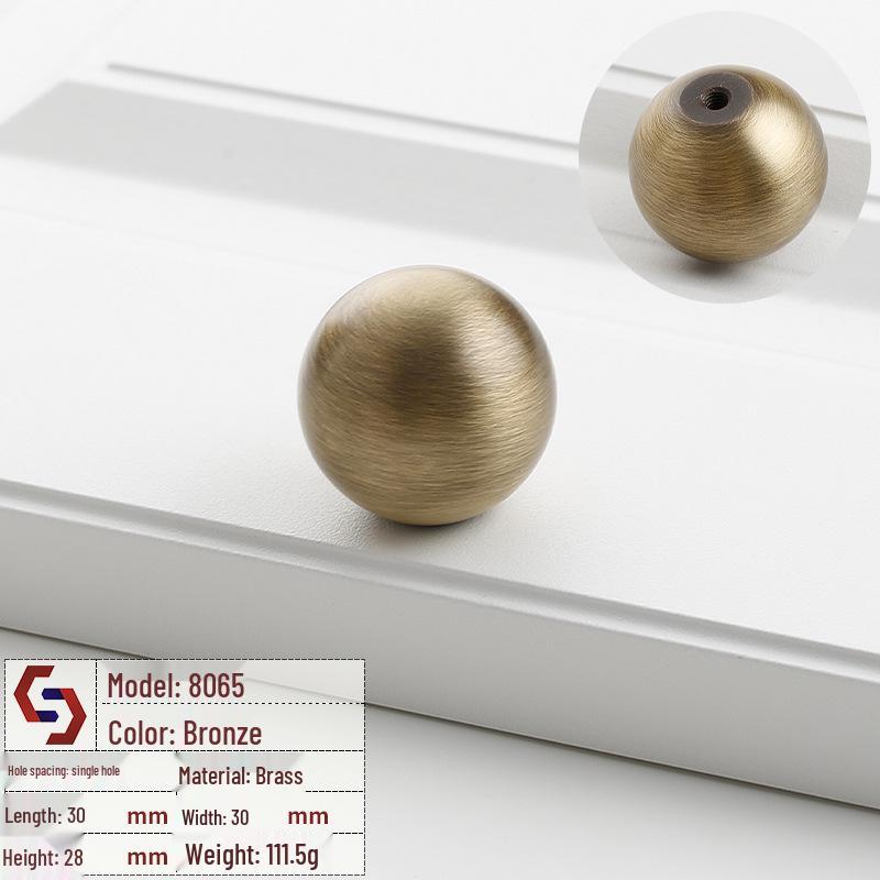 Vintage Brass Handle for Wardrobes, Cabinets, Drawers, and French Doors - Single Hole Light Luxury Style Furniture Hardware