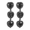 New High-Grade Black Long Love Earrings Temperament Luxury Rhinestone Earrings Prom Earrings Women's Earrings 1 Pair