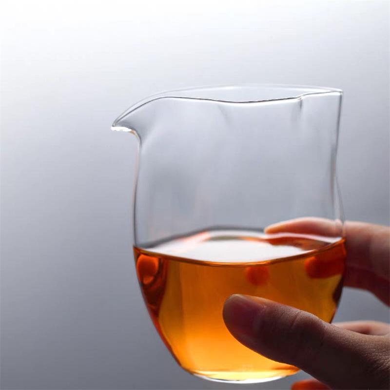 220ml Skleněný kalíšek na čaj se čtvercovým hrdlem, kalíšek na čajovou ceremonii, Chahai, příslušenství ke Kung Fu čajové soupravě, čajové nádobí