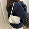 Bow Embroidery Women's Phone Shoulder Bags Thread Design Casual Ladies Underarm Bag Portable Pearl Chain Handbags Purse