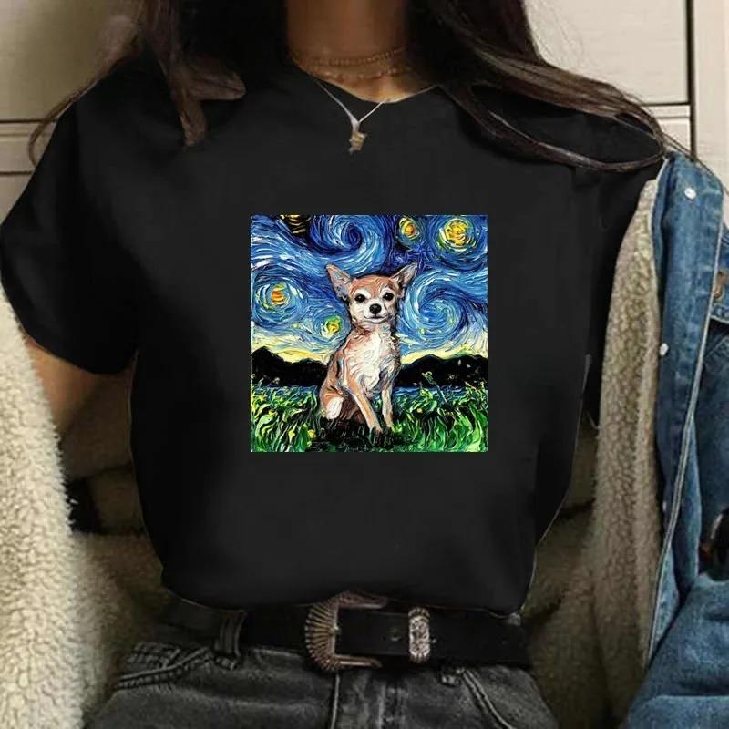 Cute Chihuahua Tshirt Womens Print I Love My Dog Chihuahua Tshirt Womens Summer Short Sleeve Top Y2k Tshirt