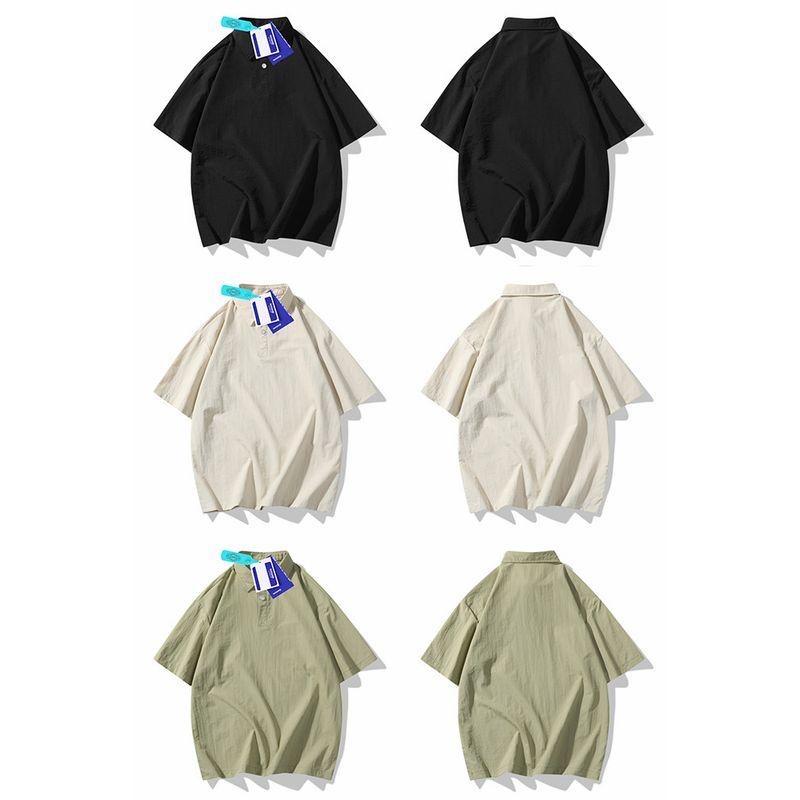 Wassup American-Style Solid Color Polo Shirt Short-Sleeved Men's Summer Trendy Brand Loose Versatile T-Shirt Retro Half-Sleeve Top