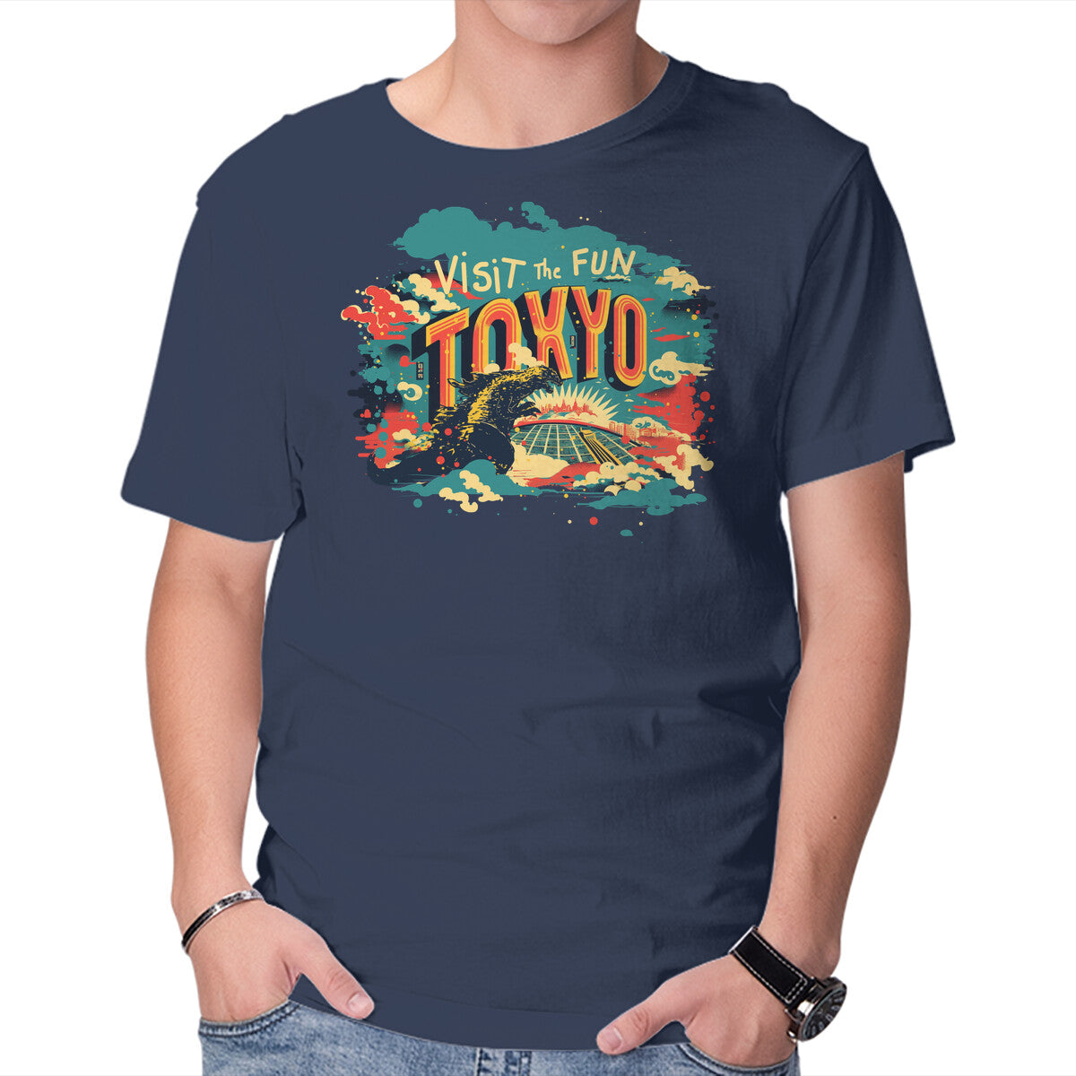 Unisex Crew Neck T-Shirt Visit Tokyo Graphic Short Sleeve Casual Tee XS